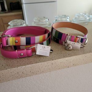 Coach Leather Dog Collar and Dog Leash